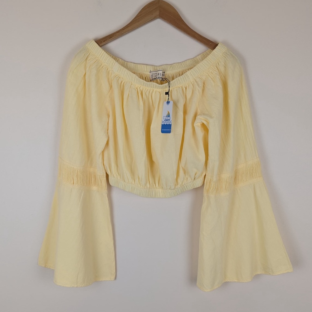 Seaspice Lyla' Off The Shoulder Bell Sleeve Cotton Top